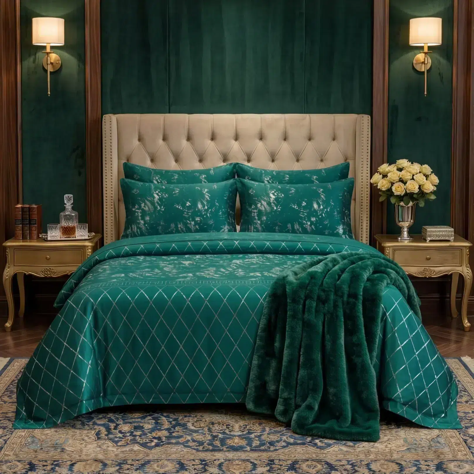 Velvet Flat Bed Sheet t green