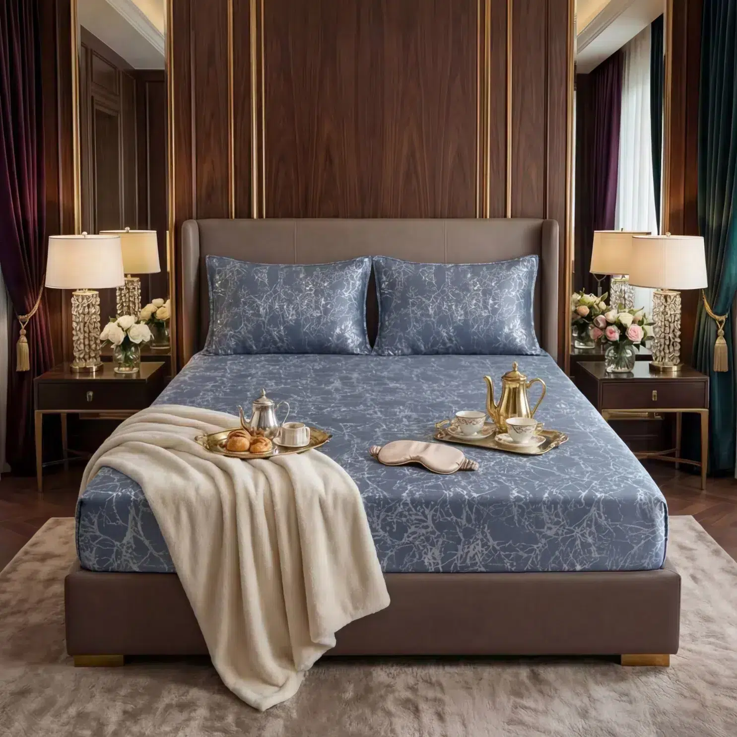 Velvet Fitted Bed Sheet grey