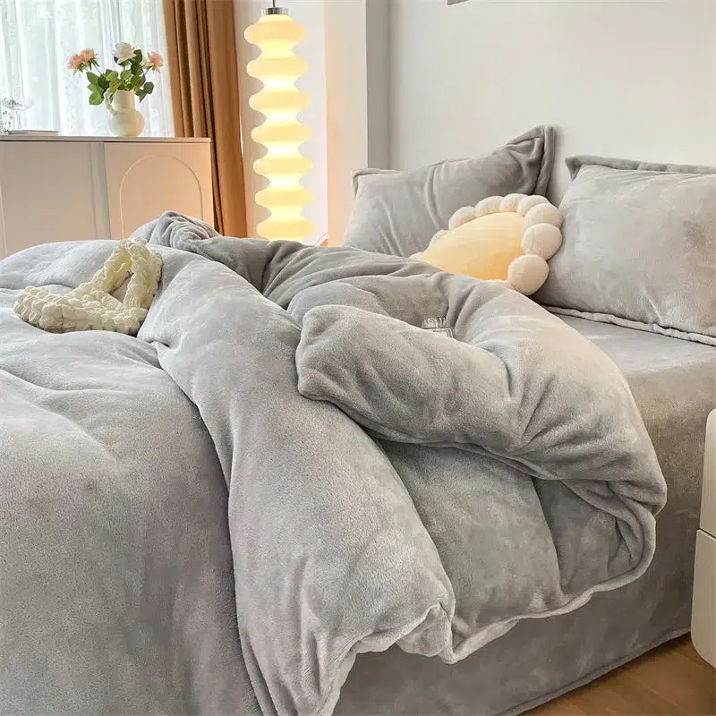 Alternative view of Velvet Reversible Duvet Cover Set - Grey