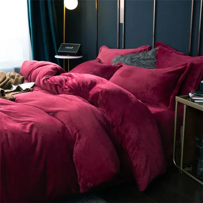 Alternative view of Velvet Reversible Duvet Cover Set - Maroon
