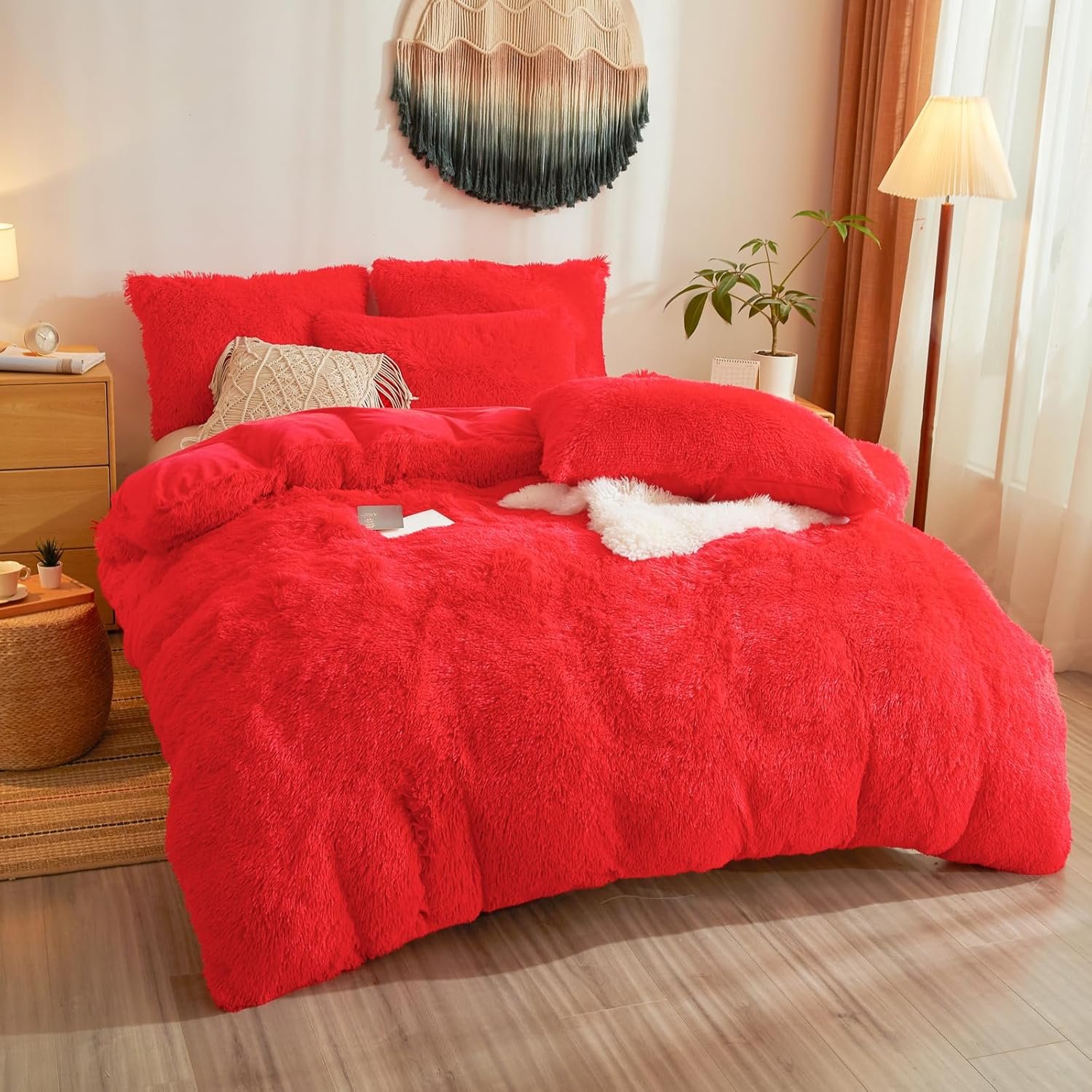 Shaggy Duvet Sets red