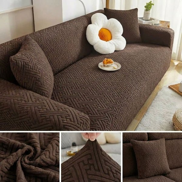 Stripe Jacquard Sofa Covers brown