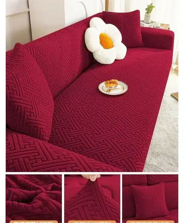 Stripe Jacquard Sofa Covers maroon