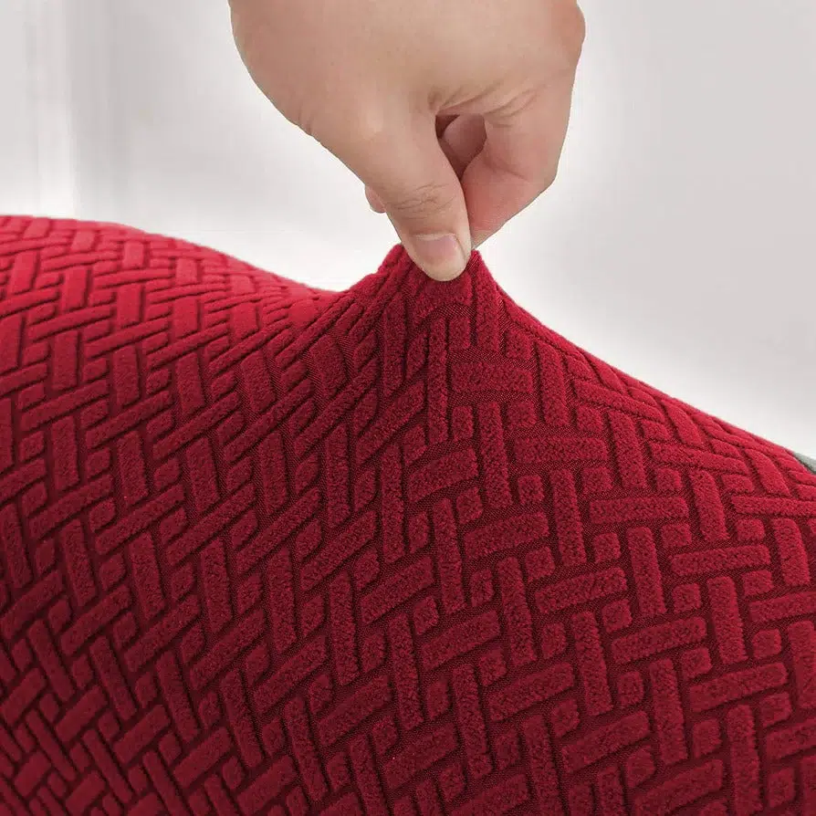STRIPE JACQUARD SOFA COVERS - MAROON - Image 2