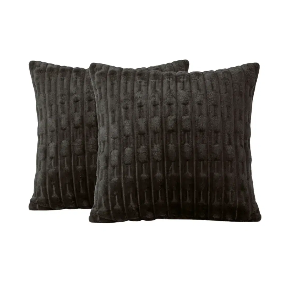 Embossed Fleece Cushion Covers dark brown