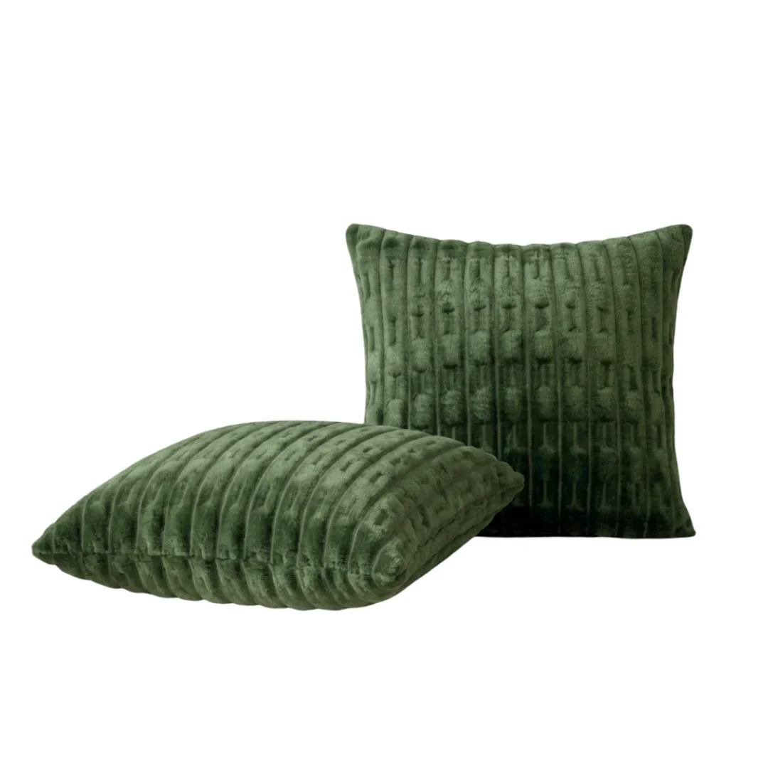 Alternative view of EMBOSSED FLEECE CUSHION COVERS - GREEN