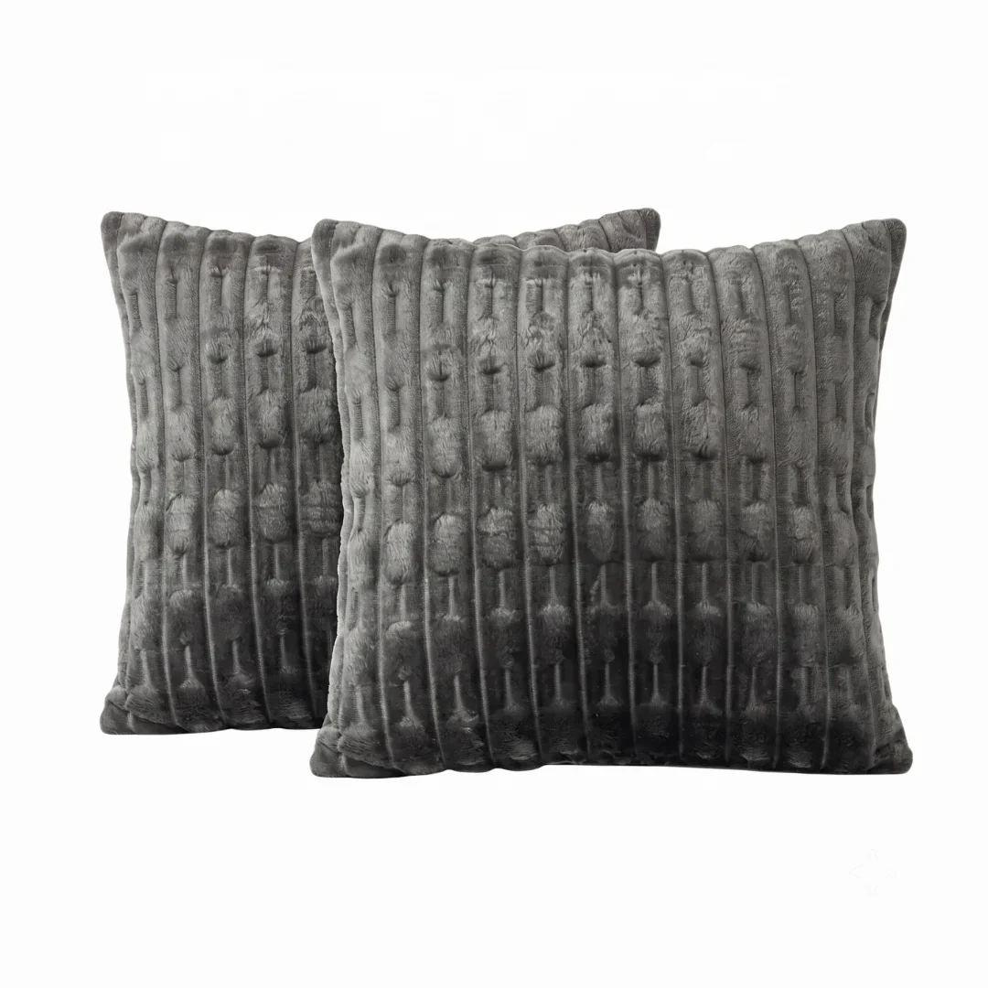 Embossed Fleece Cushion Covers grey