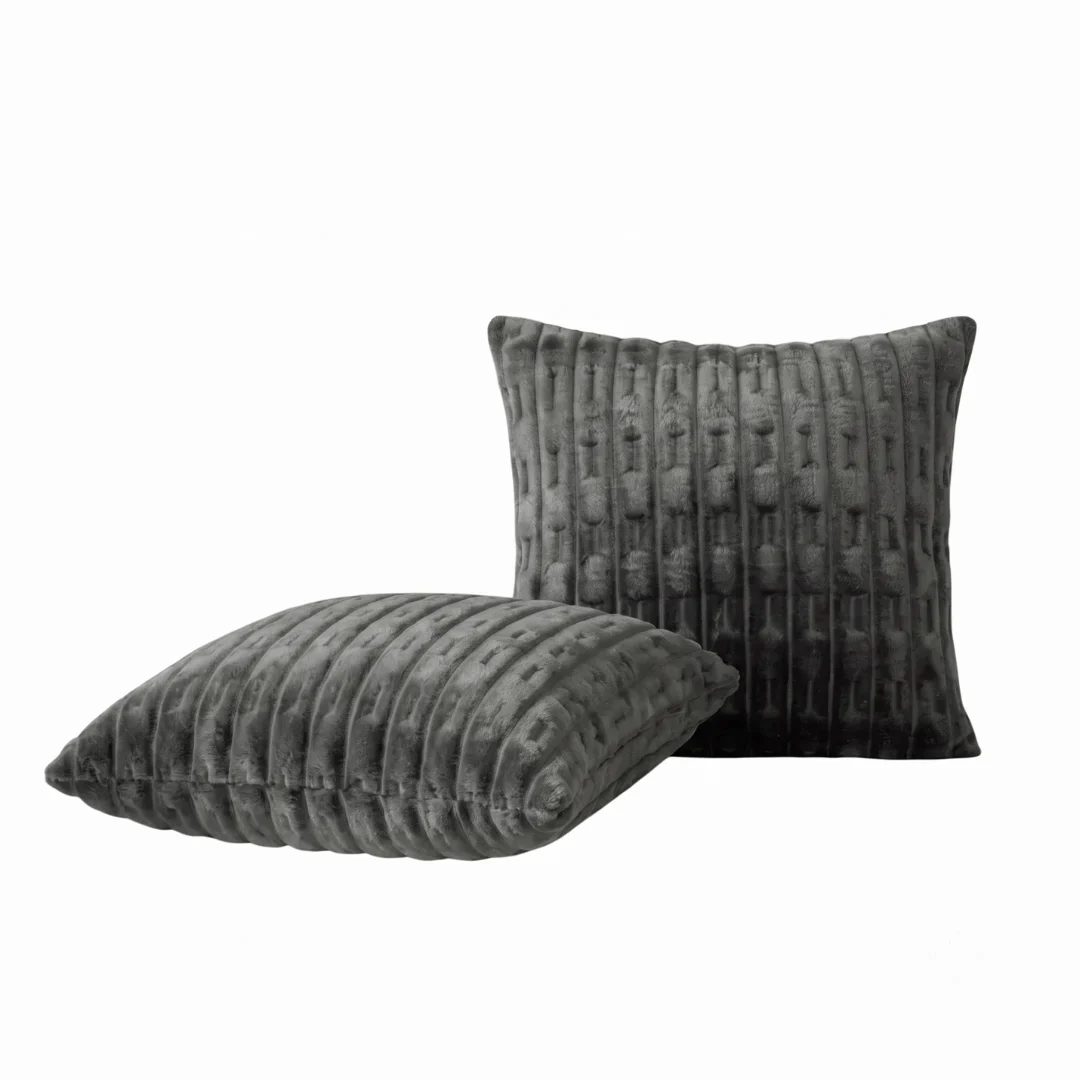 Embossed Fleece Cushion Covers grey1