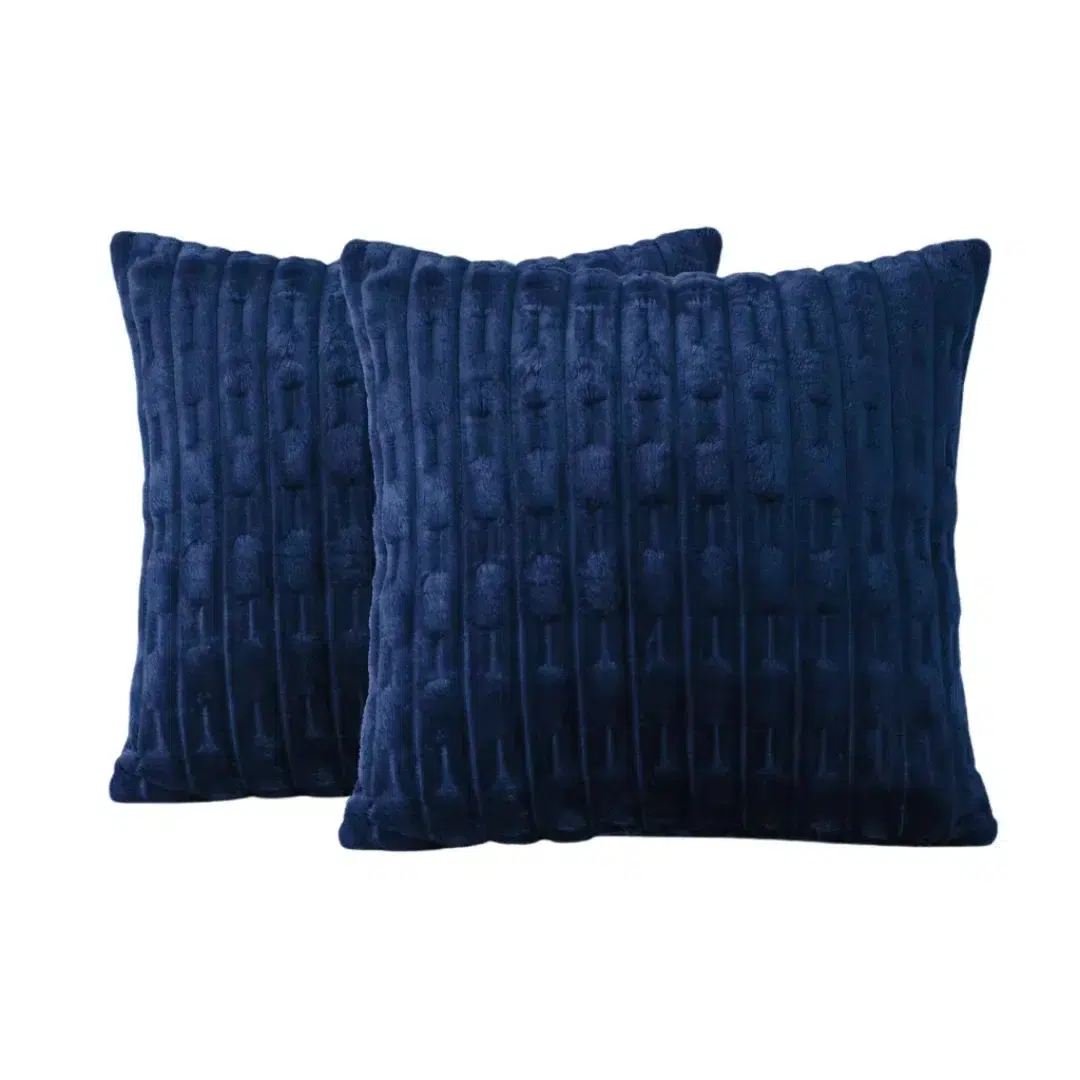 Embossed Fleece Cushion Covers navy blue