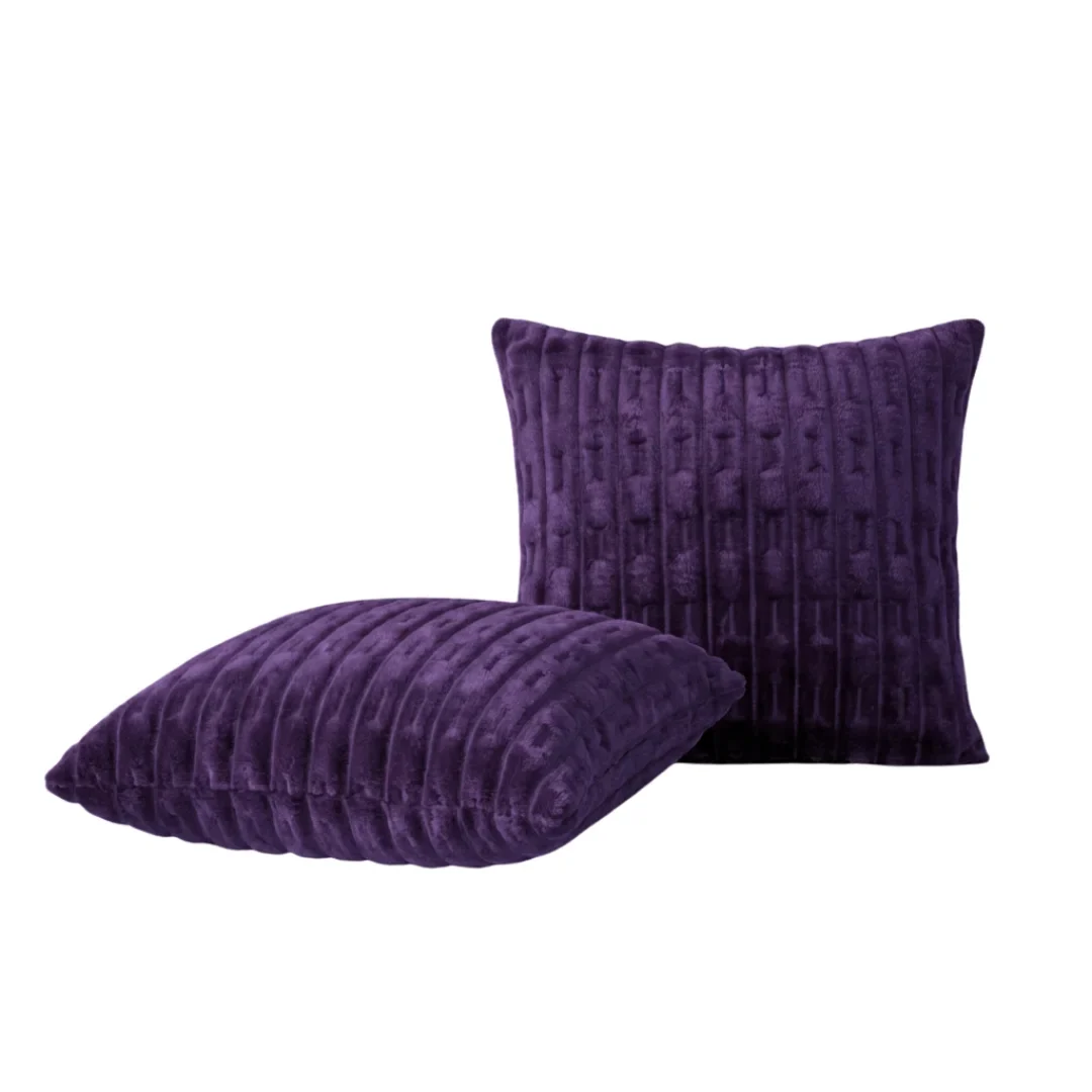 Alternative view of EMBOSSED FLEECE CUSHION COVERS - PLUM