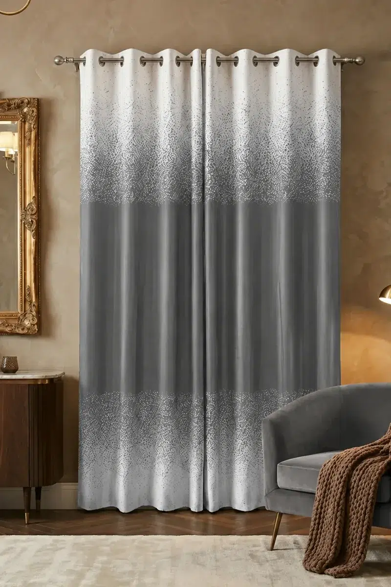 Gradient Curtains speckled silvergrey