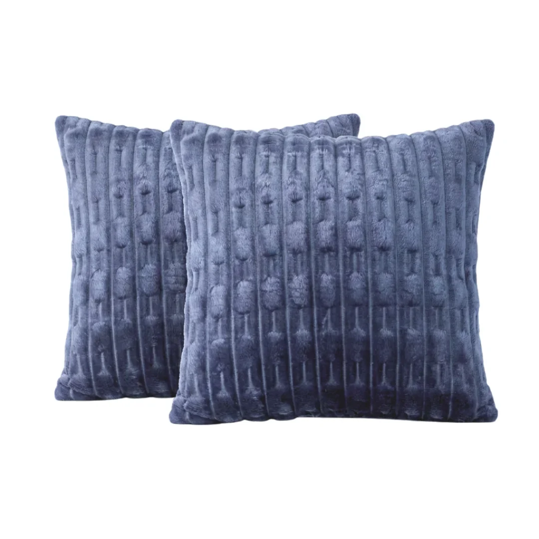 Embossed Fleece Cushion Covers steelblue