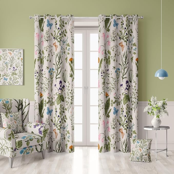 Digital Print Curtains garden whimsy