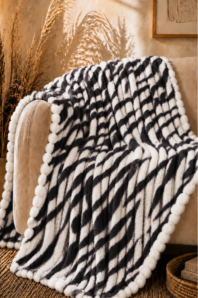 Flannel Fleece Blankets bubble black grey