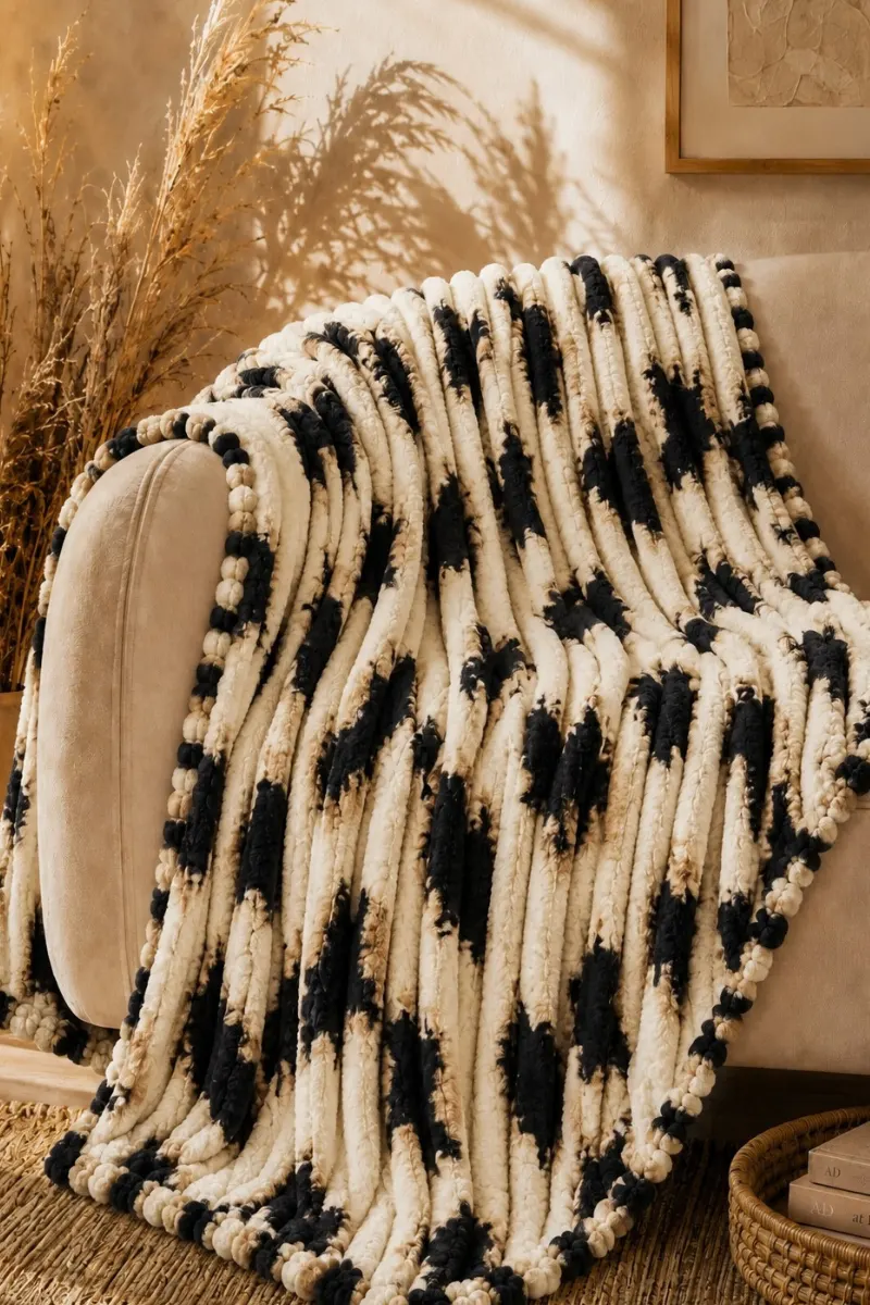 Flannel Fleece Blankets bubble black cream