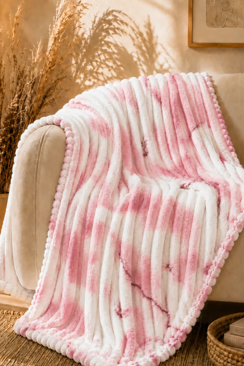 Flannel Fleece Blankets bubble pink white