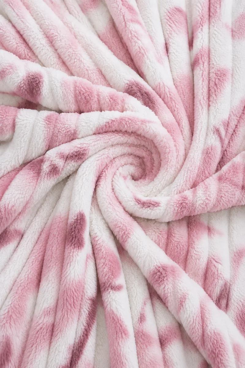 Alternative view of PREMIUM CORAL FLEECE BUBBLE BLANKET - BLUSH PINK & WHITE