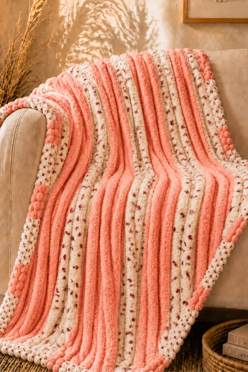 Flannel Fleece Blankets bubble coral pink