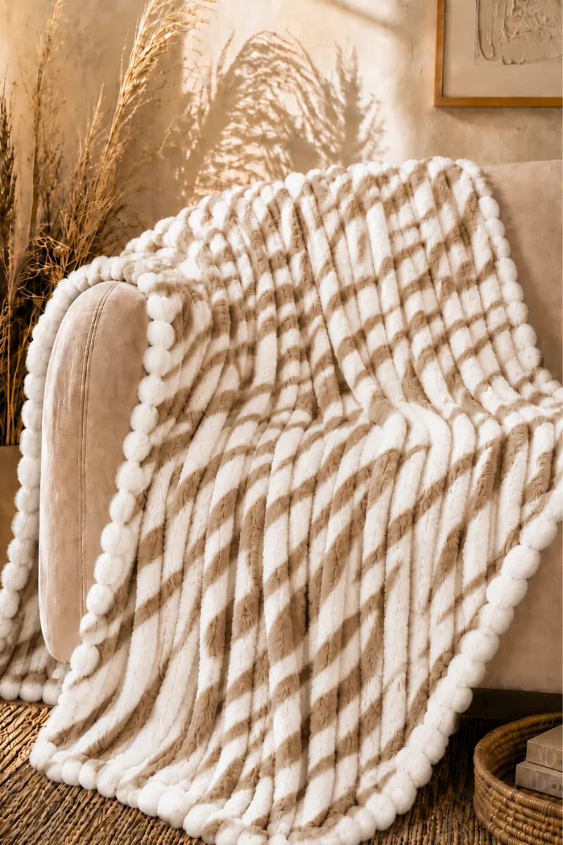 Flannel Fleece Blankets bubble cream beige