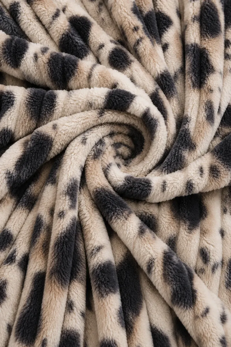 Alternative view of PREMIUM CORAL FLEECE BUBBLE BLANKET - CREAM & CHARCOAL GREY