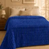 Flannel Fleece Blankets textured royal blue