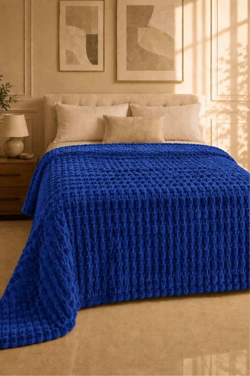 Flannel Fleece Blankets textured royal blue