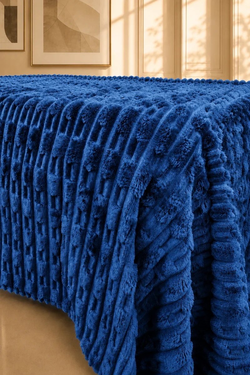 Flannel Fleece Blankets textured royalblue1