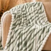 Flannel Fleece Blankets bubble sage green white