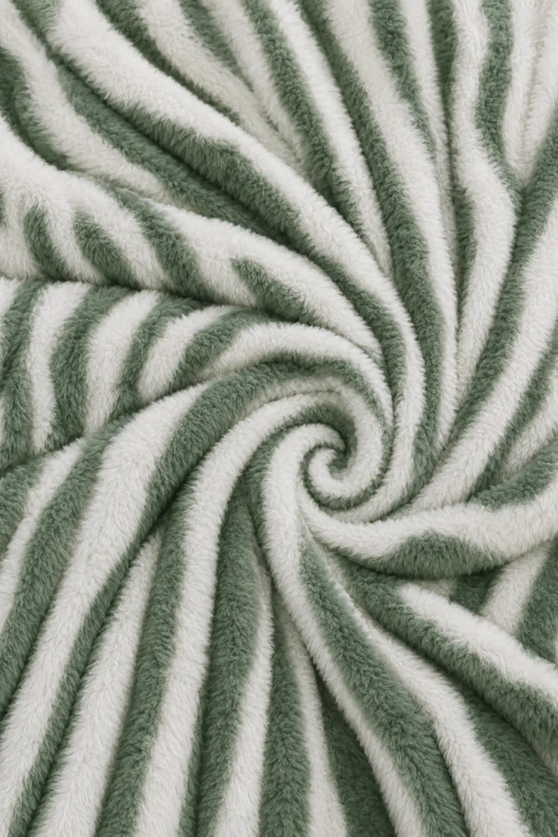 Alternative view of PREMIUM CORAL FLEECE BUBBLE BLANKET - SAGE GREEN & WHITE