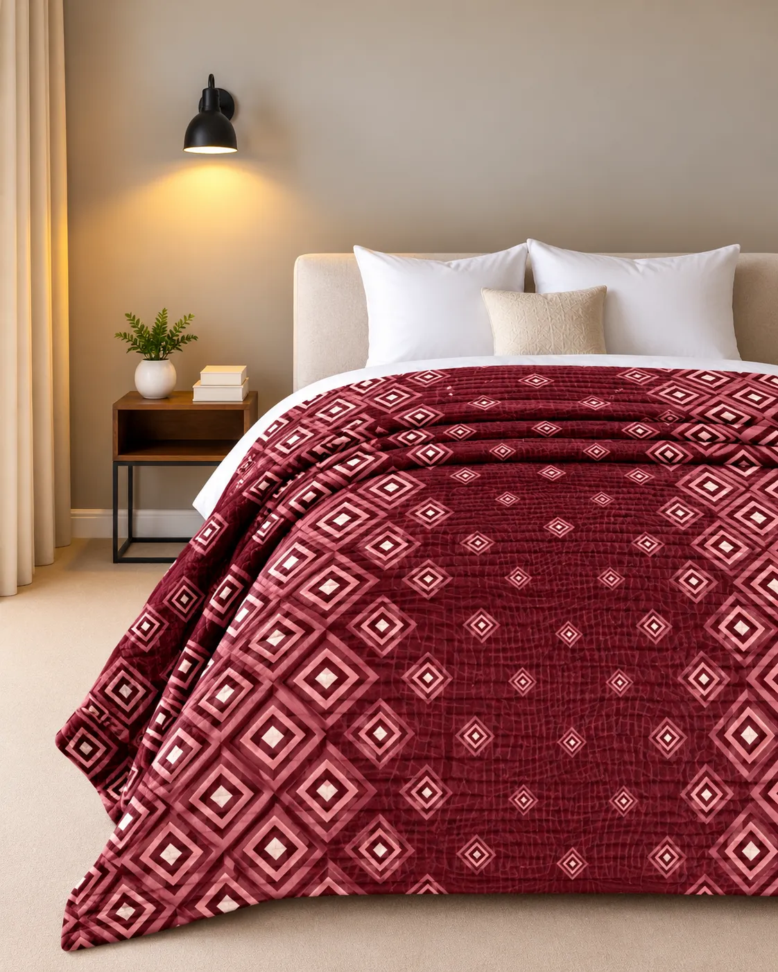 Flannel Fleece Blankets merlot blush